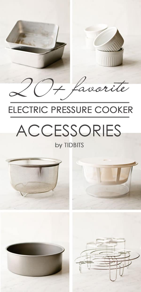 Collage of electric cooker accessories with text