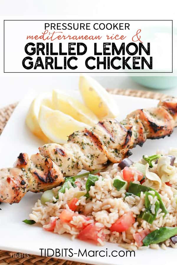 Pressure Cooker Mediterranean Rice and Grilled Lemon Garlic Chicken