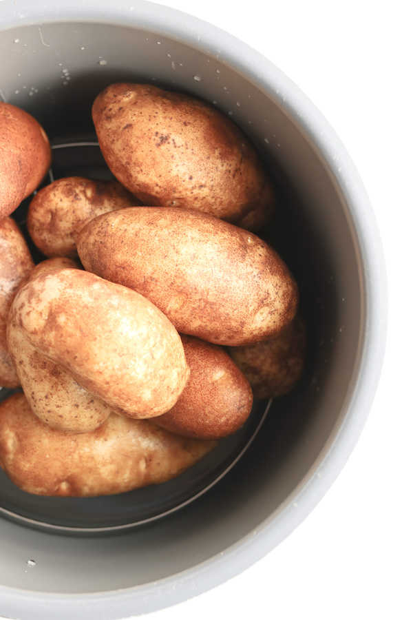 Top down shot of potatoes in an Instant Pot