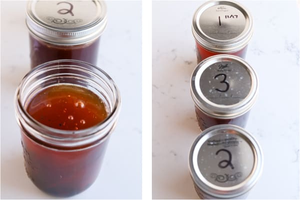 Numbered jars of vanilla extract