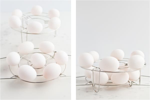 Fresh eggs on metal stackers