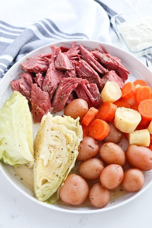 Instant Pot Pressure Cooker Corned Beef and Cabbage with vegetables