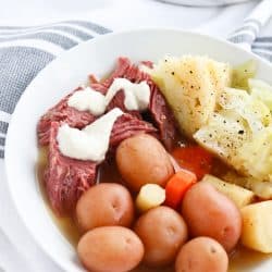 Instant Pot Corned Beef and Cabbage with Horseradish Cream Sauce
