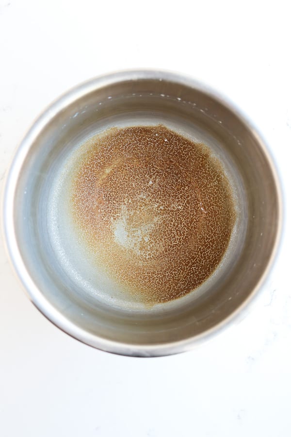 A shot of a burnt instant pot
