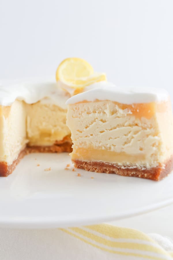 Instant Pot Pressure Cooker Lemon Cheesecake on a plate