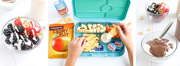 lunch box with fruit and dip