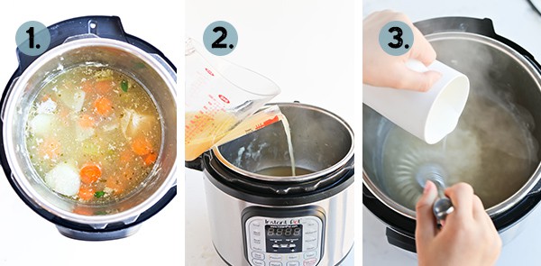 Collage of how to make gravy in a pressure cooker