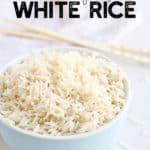rice in a blue bowl with chopsticks