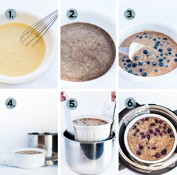 Step by step collage of how to make oatmeal in the instant pot
