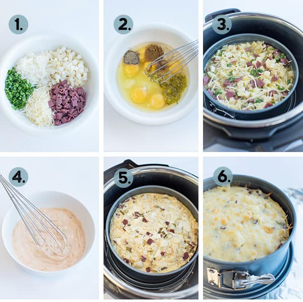 step by step collage for how to make a frittata in the Instant Pot