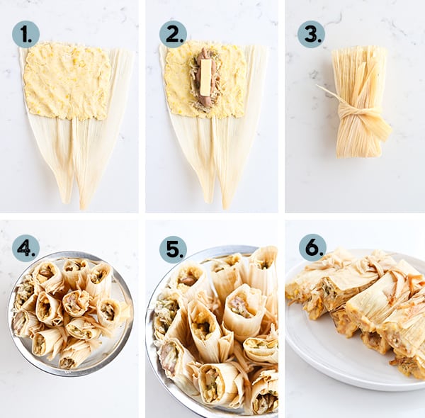 step by step collage of how to make tamales in the instant pot