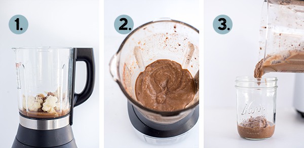step by step collage of how to make a Crio Bru Smoothie