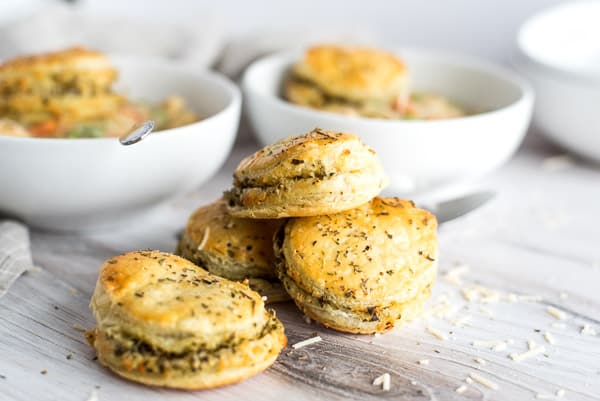 PIle of pesto puff pastry biscuits