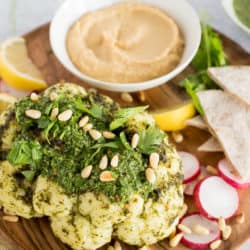 Instant Pot Whole Roasted Cauliflower with Chimichurri Sauce