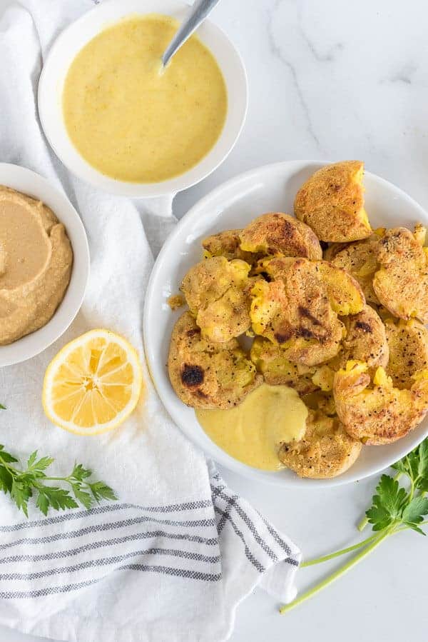 Instant Pot Smashed Potatoes with Hummus