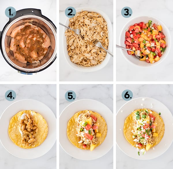 step by step collage of how to make chili lime chicken in the instant pot