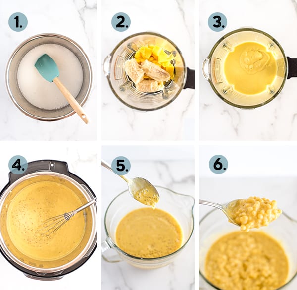 step by step collage of how to make instant pot tapioca
