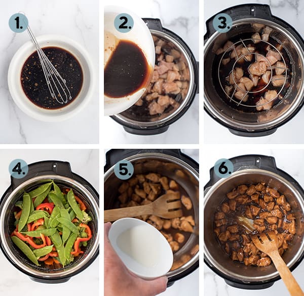 step by step collage of how to make teriyaki chicken in the instant pot