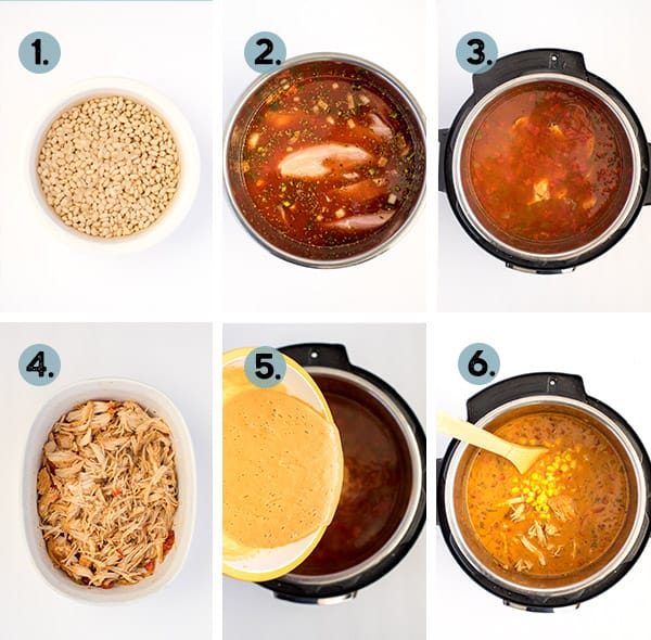 step by step collage of how to make chicken chili in the Instant Pot