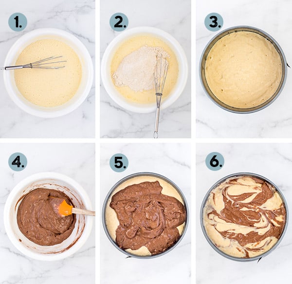 step by step collage of how to make a chocolate breakfast cake in the instant pot