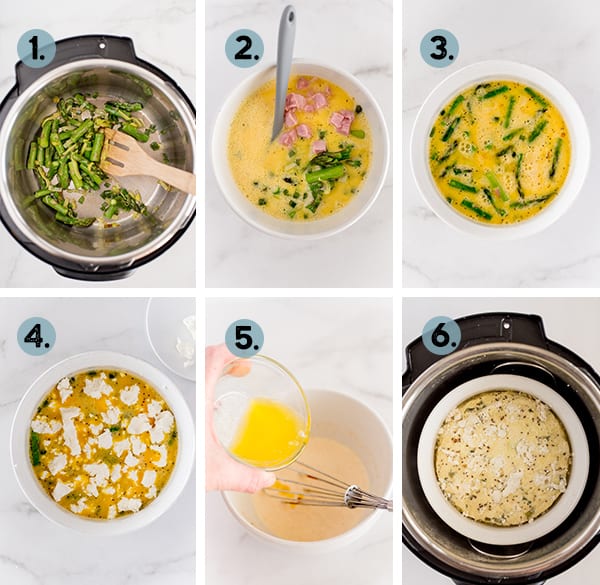 step by step collage of how to make a spring fritatta in the Instant Pot