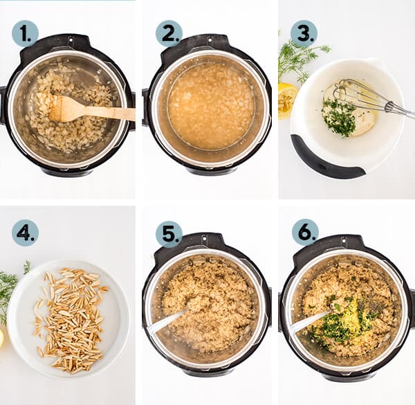 step by step collage of how to make lemon quinoa in the Instant Pot